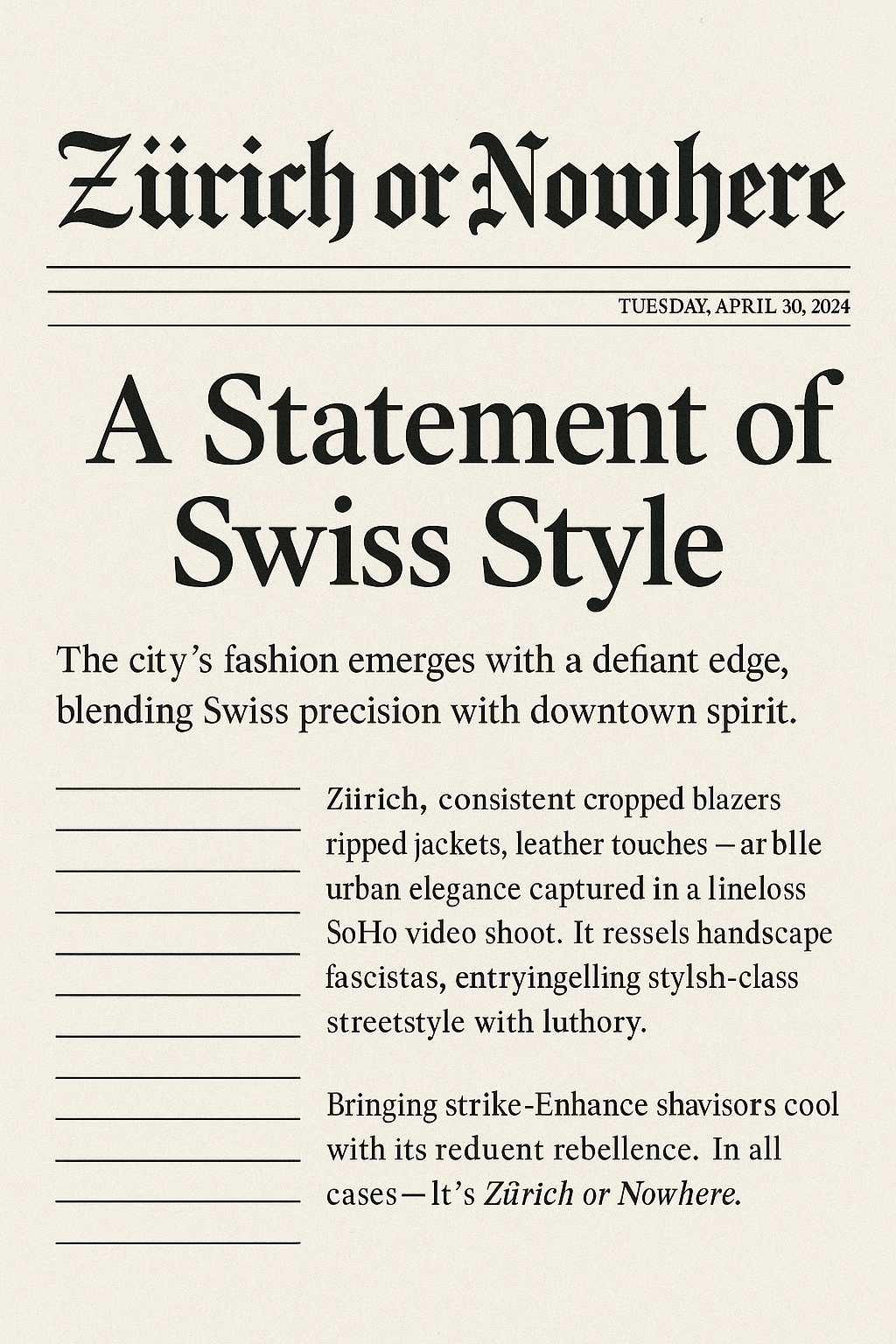 A Statement of Swiss Style - ZoN 
