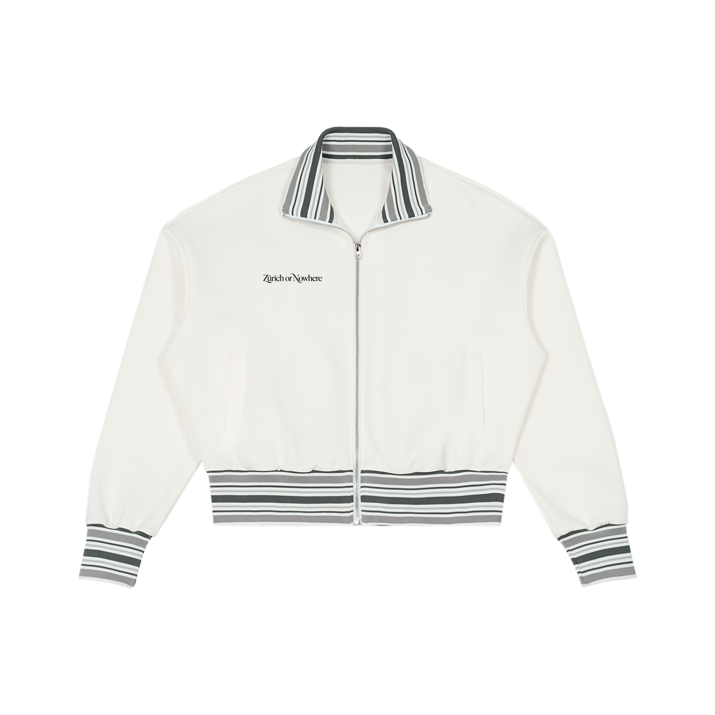 Striped Rib Collar Zip Jacket