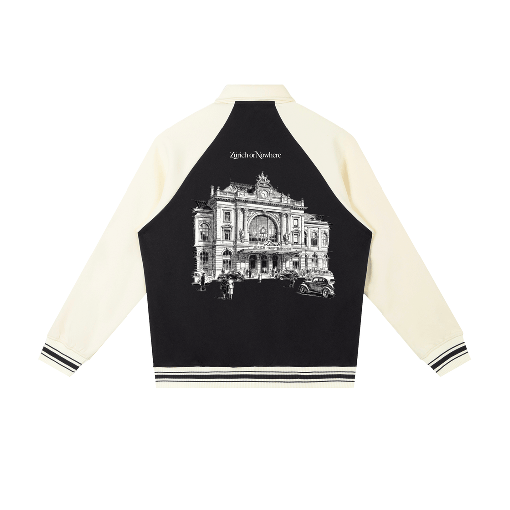 Oversized Varsity Bomber Baseball Jacke Zürich Hauptbahnhof – Heavyweight 380gsm | Jacke - ZoN